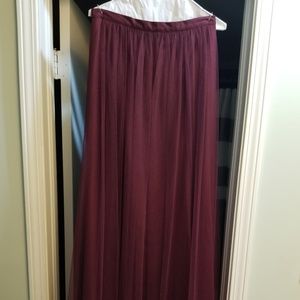 Bhldn Jenny Yoo maroon tulle maxi skirt